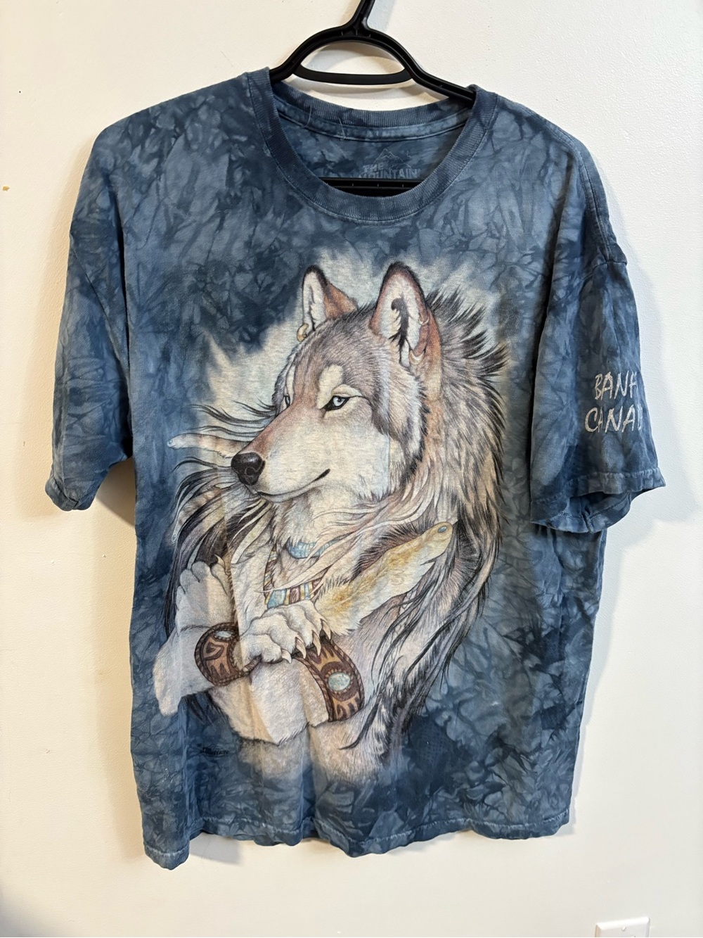 The mountain Wolf Graphic Tie-Dye Tee - Blue retro size large